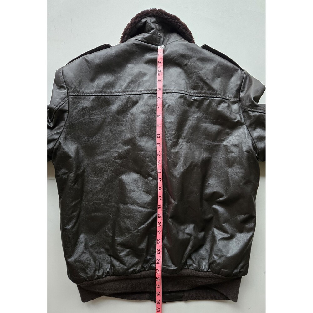 Vintage Brown Real Leather Bomber Jacket Sherpa Lining Mens 42/L XT Fall Winter - Picture 15 of 15